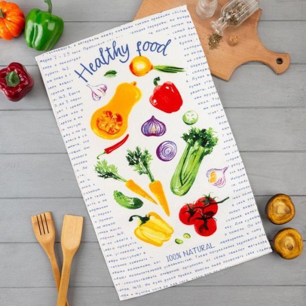 Полотенце кухонное Доляна Healthy food 35х60 см, 100% хл, 160г/м2