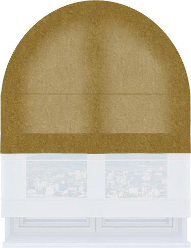 Римская штора «Кортин», канвас горчица, день-ночь для арочного проёма