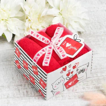 Набор махровых полотенец "I love you" 30х30 см - 3 шт, хлопок 340гр/м2