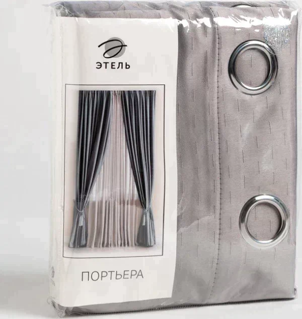 Штора портьерная Этель "Штрихи" цв.цв.серый,на люверсах 250*265 см, 100% п/э