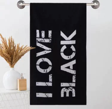 Полотенце махровое Этель ЧБ «I love black», пестроткань, 70х130 см