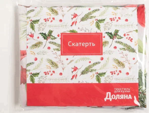 Скатерть Доляна «Новый год: Украшение к празднику» 145*220 +/- 2 см, 100% п/э