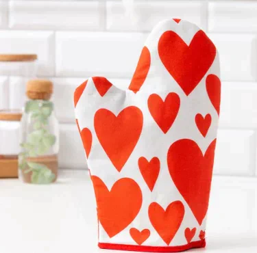 Варежка-прихватка "Этель" Red hearts 20х27см,100% х/л, ватин 250г/м2 (двухсторонняя)
