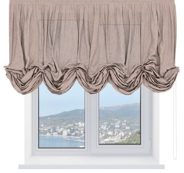 Австрийская штора «Кортин», ткань лён кашемир розовая пудра