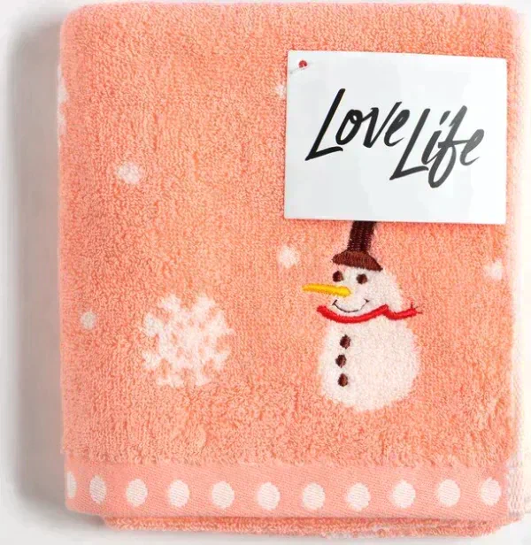 Полотенце махровое LoveLife "Снеговик" 35*75±3 см, цв.розовый, 100% хлопок, 350 г/м2