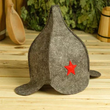 Шапка для бани "Буденовка" темная