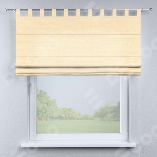 Римская штора на петлях «Кортин», выполнена  в ткани лён, цвет бежевый