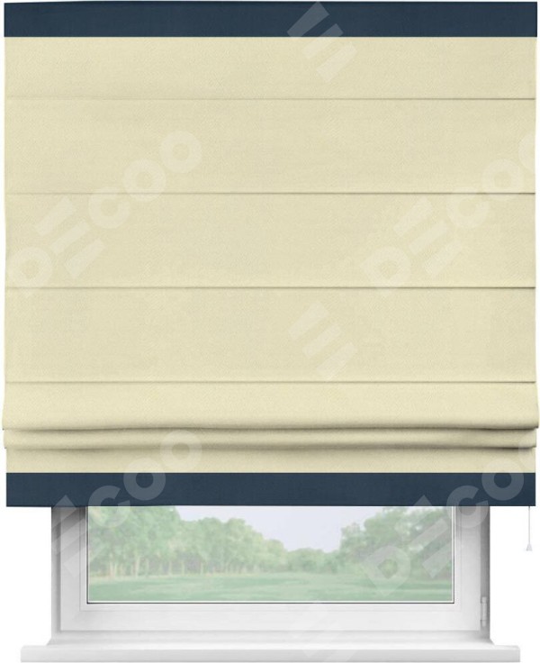 Римская штора «Кортин» с кантом Горизонт, для проема, ткань блэкаут однотонный бежевый