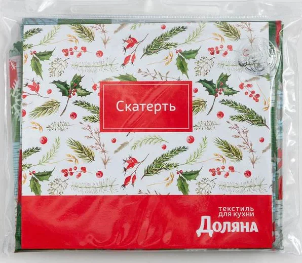 Скатерть Доляна «Новый год: Новогодняя мозаика» 145*260 +/- 2 см, 100% п/э
