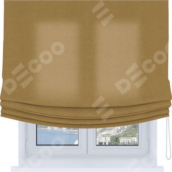 Римская штора Soft с мягкими складками, ткань вельвет горчица