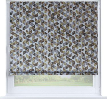 Римская штора «Кортин» на створку, ткань димаут «Треугольники коричневые»