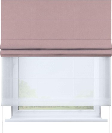 Римская штора «Кортин» день-ночь, ткань вельвет розовая пудра