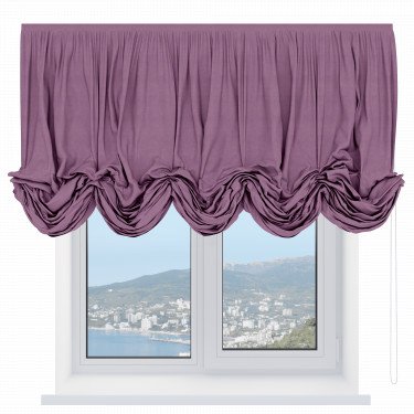 Австрийская штора «Кортин», ткань вельвет лиловый