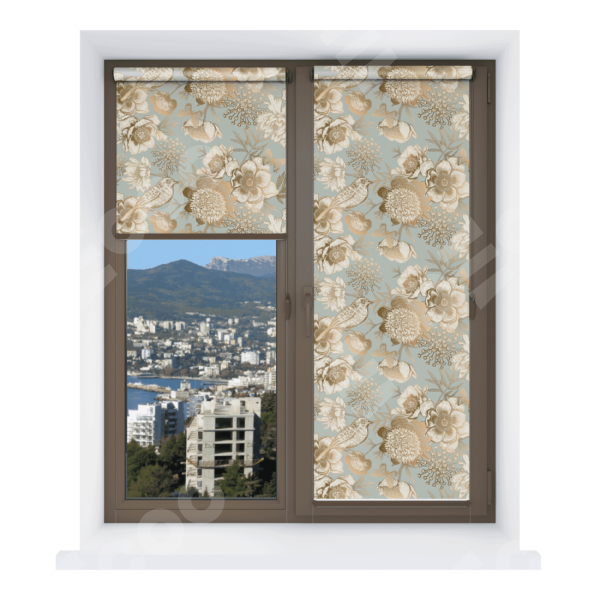 Рулонная штора Мини с принтом Садовые цветы