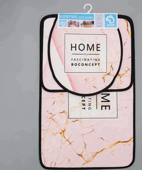 Набор ковриков для ванны и туалета Доляна Home, 3 шт: 50×80, 45×50, 38×43 см, цвет розовый