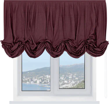Австрийская штора «Кортин», ткань лён кашемир бордовый