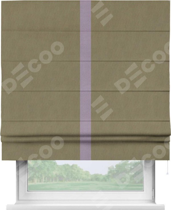 Римская штора «Кортин» с кантом Хайвэй, для проема, ткань блэкаут однотонный бежево-золотой