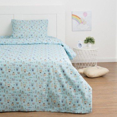 Детское постельное бельё Экономь и Я «Миша» 1.5сп, цвет голубой, 147х210±5см, 150х214±5см, 50х70±5см - 1шт