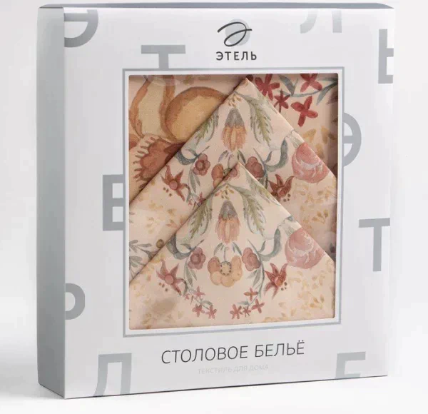 Набор столовый «Этель» Floral pattern, скатерть 147x184 +/-2 см с ГМВО, салфетки 40х40 см - 8 шт