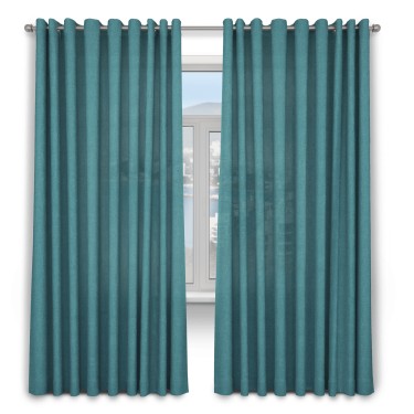 Шторы на люверсах ткань лён бирюзовый