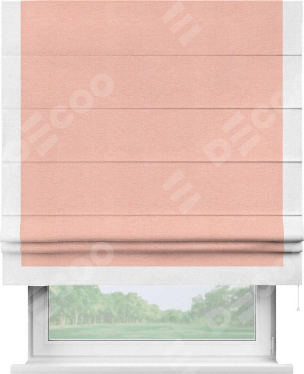 Римская штора «Кортин» с кантом Виктория, для проема, ткань лён розовый