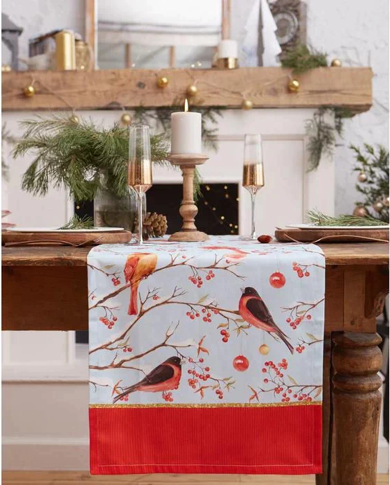 Дорожка на стол "Winter birds" 40*147 см, 100% хл, саржа 190гр/м2