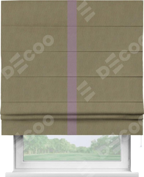 Римская штора «Кортин» с кантом Хайвэй, для проема, ткань блэкаут однотонный бежево-золотой