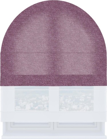 Римская штора «Кортин» день-ночь для арочного проёма, ткань лён кашемир сиреневый