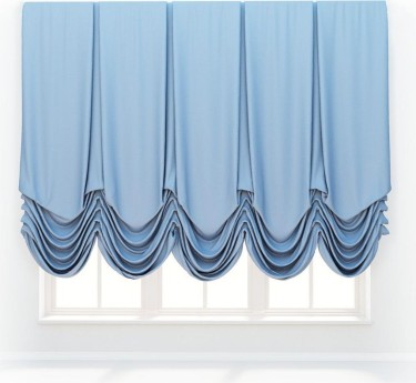 Австрийская штора «Кортин», ткань вельвет голубой