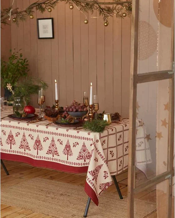 Скатерть "Доляна" Merry Christmas 146х220см, 100%хл, рогожка 164 г/м2