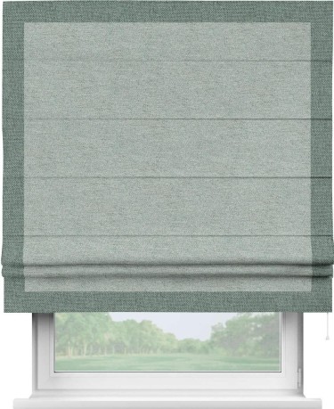 Римская штора «Кортин» с кантом Чесс, для проема, ткань стиф димаут светло-серый