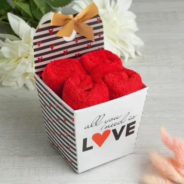 Набор махровых полотенец "LOVE" 30х30 см-4шт, хлопок, 340 г/м2