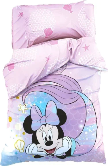 Постельное бельё 1,5 сп "Minnie Mermaid", Минни Маус, 143*215 см, 150*214 см, 50*70 см -1 шт, поплин