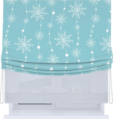 Римская штора «Кортин», день-ночь с мягкими складками, «Гирлянда из снежинок»