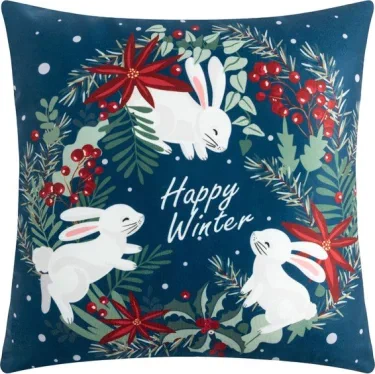 Подушка декоративная "Happy winter", 40*40 см, 100% п/э, велюр
