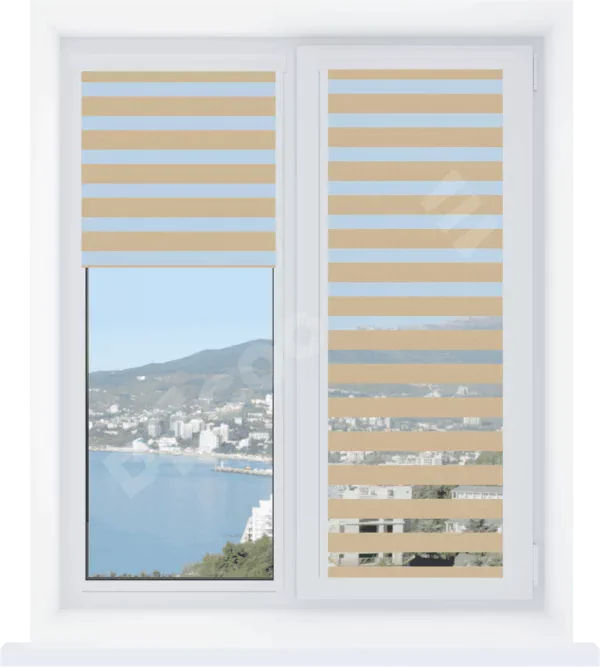 Рулонная штора День-ночь Уни 2 Linen 02 бежевый, размеры от 20 до 120 см