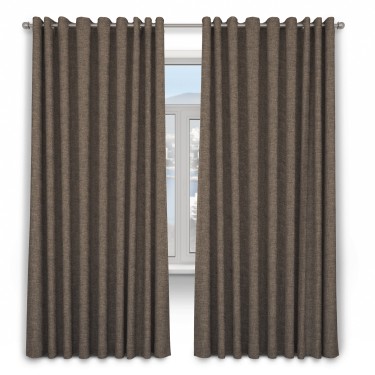 Шторы на люверсах ткань рогожка димаут, коричневый