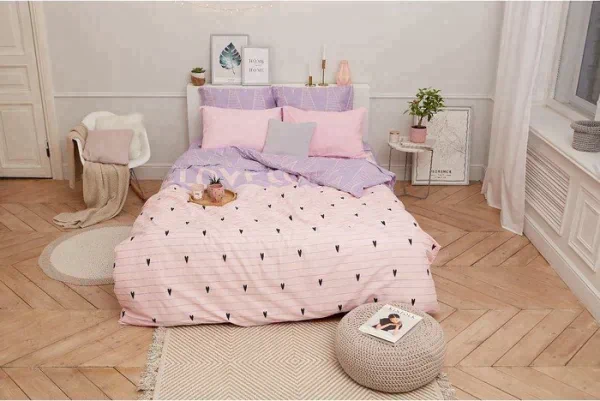 Постельное бельё «Этель» 1.5 сп Violet love 143*215 см, 150*214 см, 70*70 см - 2 шт, бязь 125 г/м2