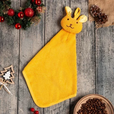 Полотенце кухонное Доляна "Заяц", цв. желтый 30*30 см 280гр/м2