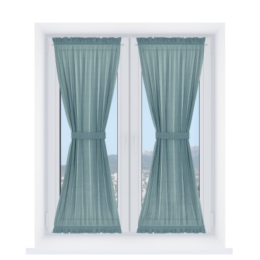 Штора песочные часы «Кортин» лён голубой