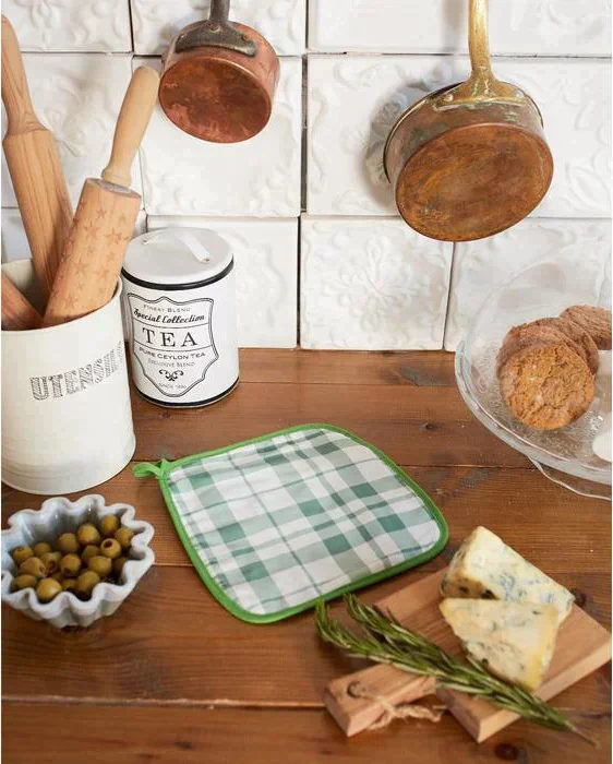 Прихватка "Этель" Eucalyptus (клетка) 19х19см,100%хл,  саржа 190 гр/м2