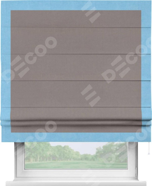 Римская штора «Кортин» с кантом Чесс, для проема, ткань вельвет темно-бежевый