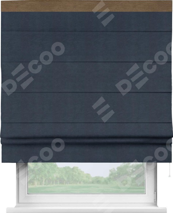 Римская штора «Кортин» с кантом Кинг, для проема ткань софт однотонный тёмно-синий