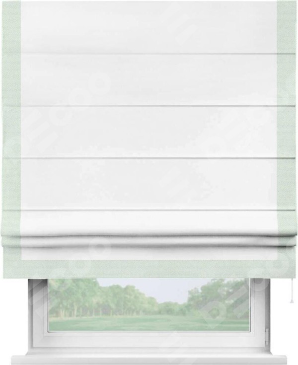 Римская штора «Кортин» с кантом Виктория, для проема, ткань однотонная белоснежная