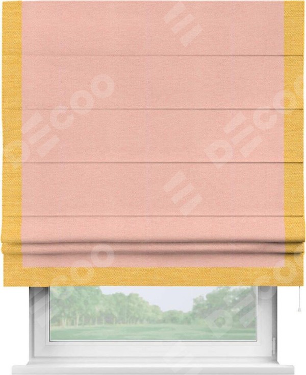 Римская штора «Кортин» с кантом Виктория, для проема, ткань лён розовый