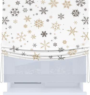 Римская штора «Кортин», день-ночь с мягкими складками, «Зимняя метель»