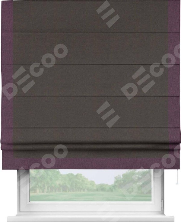 Римская штора «Кортин» с кантом Виктория, для проема, ткань лён димаут, венге