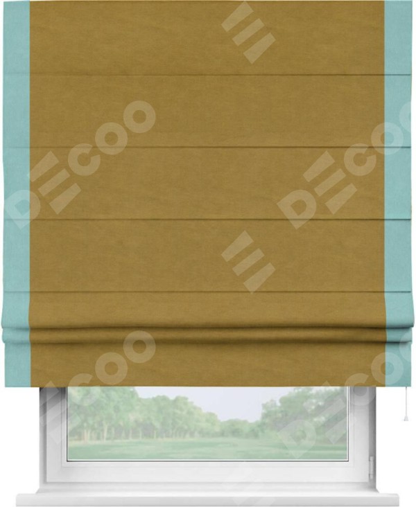 Римская штора «Кортин» с кантом Стрим Дуо, для проема, ткань вельвет светло-коричневый