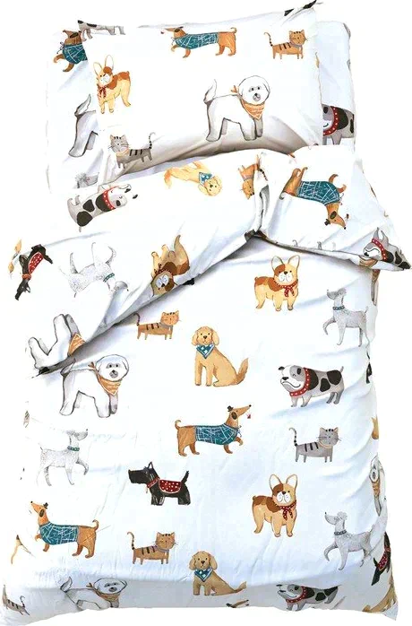 Постельное бельё Этель 1.5 сп Dog party, 143*215 см, 150*214 см, 50*70 см -1 шт,100% хлопок, бязь