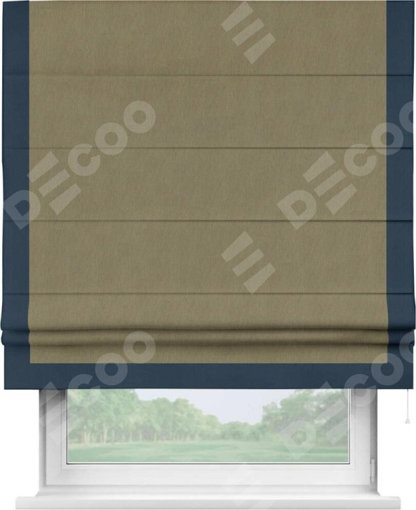 Римская штора «Кортин» с кантом Виктория, для проема, ткань блэкаут однотонный бежево-золотой